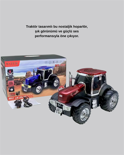 Retro Traktör Tasarımlı Kablosuz Hoparlör USB TF AUX FM Destekli