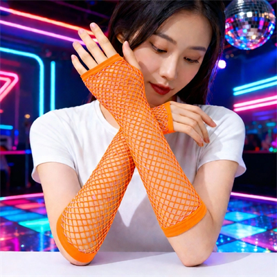 Retro Turuncu File Parmaksız Eldiven 26 cm