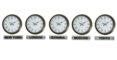 Retro World Time Series 36 Cm Metal Tabelalı Dünya Saati