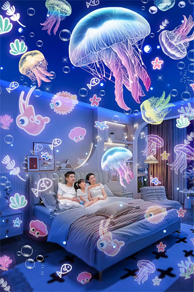 Robot Projeksiyon Gece Lambası Hoparlörlü Şarjlı Yıldızlı Gökyüzü Temalı LED Projeksiyon Lambası