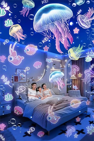 Robot Projeksiyon Gece Lambası Hoparlörlü Şarjlı Yıldızlı Gökyüzü Temalı Led Projeksiyon Lambası