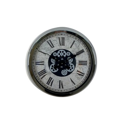 Roma Atlas Silver 60 Cm Çarklı Krom Duvar Saati