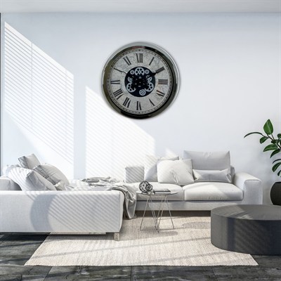 Roma Atlas Silver 60 Cm Çarklı Krom Duvar Saati