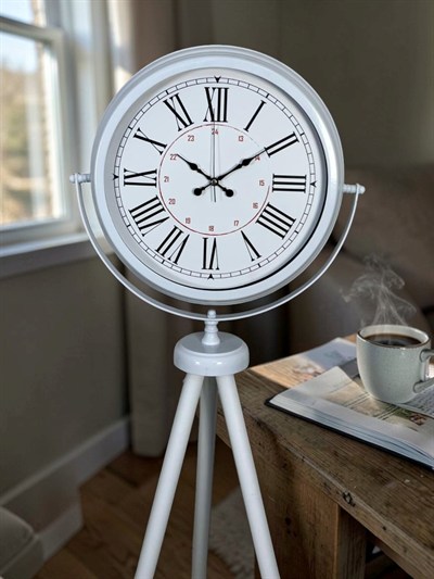 Roma Rakamlı Beyaz Tripod Ayaklı Saat