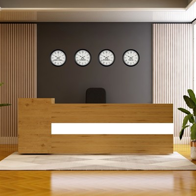 Roma Rakamlı Siyah 4 lü 36 cm Dünya Saat Seti