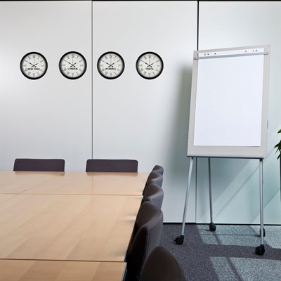 Roma Rakamlı Siyah 4 lü 36 cm Dünya Saat Seti