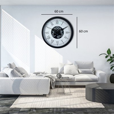 Roma Signature 60 Cm Çarklı Siyah Duvar Saati