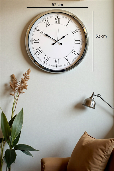 Roma Zarafeti Krom 52 Cm Metal Duvar Saati
