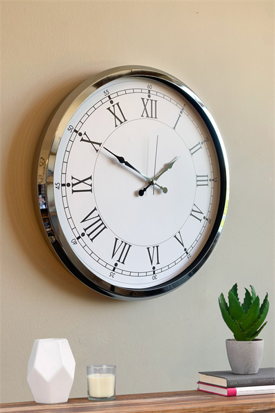 Roma Zarafeti Krom 52 Cm Metal Duvar Saati