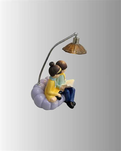Romantik Çift Figürlü Okuyan Çift Masa Lambası Dekoratif LED Aydınlatma