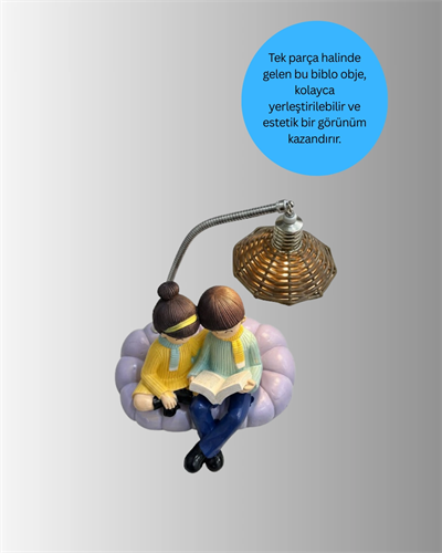 Romantik Çift Figürlü Okuyan Çift Masa Lambası Dekoratif LED Aydınlatma
