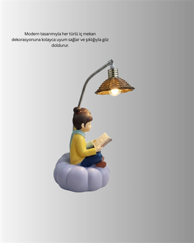 Romantik Çift Figürlü Okuyan Çift Masa Lambası Dekoratif LED Aydınlatma