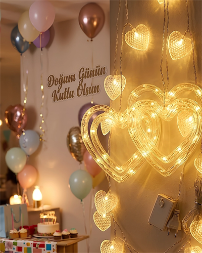 Romantik Kalp LED Işık Neon Görünümlü Dekoratif Oda Lambası
