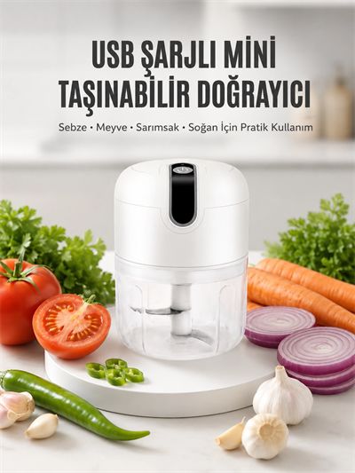 Rondo Doğrayıcı 250 ML Taşınabilir USB Şarjlı Pratik El Rondo Blender Yeni Nesil