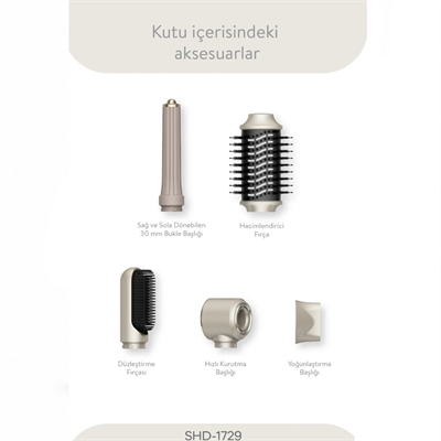 Rose Gold Air Brush 5in1=bukle-hacimle-düzleştir-2-fırça Saç Kurutma - Şekil Makinesi 1300w3-kdm.hız - Derece Shd-1729 Bx40