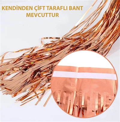 Rose Gold Püsküllü Kapı Perdesi - Parti, Bekarlığa Veda, Doğum Günü 1x2 M