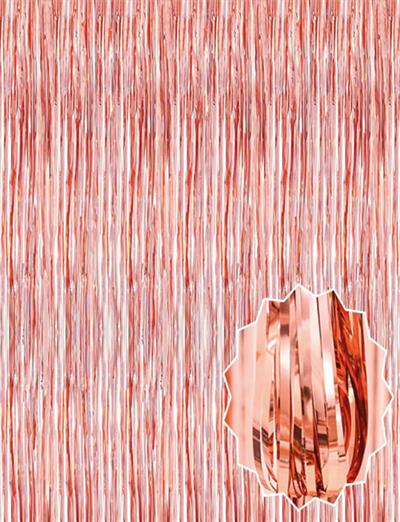 Rose Gold Püsküllü Kapı Perdesi - Parti, Bekarlığa Veda, Doğum Günü 1x2 m (3936)