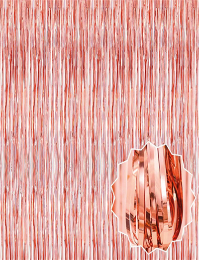 Rose Gold Püsküllü Kapı Perdesi - Parti, Bekarlığa Veda, Doğum Günü 1x2 m