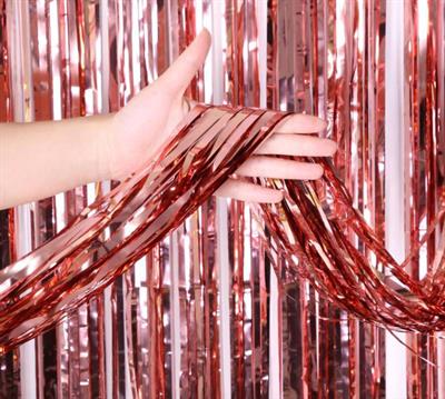 Rose Gold Püsküllü Kapı Perdesi - Parti, Bekarlığa Veda, Doğum Günü 1x2 m (3936)