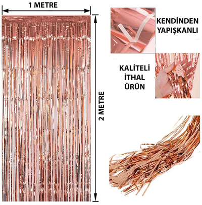 Rose Gold Püsküllü Kapı Perdesi