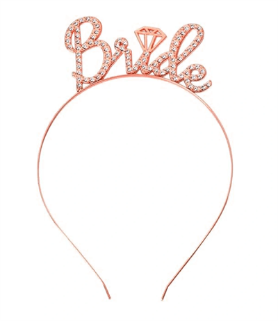 Rose Gold Renkli Taşlı “bride” Gelin Tacı – El Yazısı Yazı Tipiyle