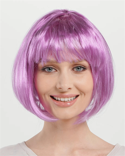 Rose Pembe Renk Düz Kesim Küt Parti Peruğu Kısa Takma Saç Bx40