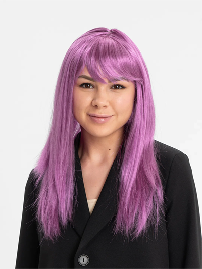 Rose Pembe Renk Düz Kesim Uzun Parti Peruğu Takma Saç Bx40