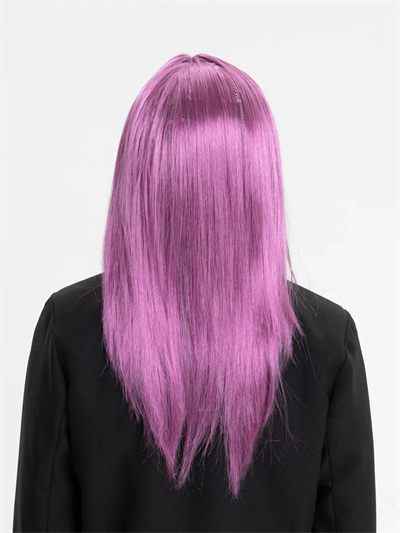 Rose Pembe Renk Düz Kesim Uzun Parti Peruğu Takma Saç Bx40