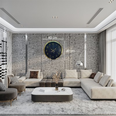 Royal Marble Gold 40 Cm Metal Duvar Saati