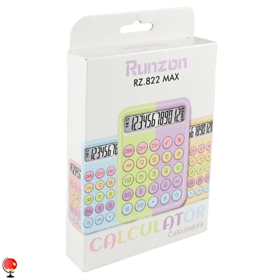 Runzon Renkli Hesap Makinesi Yuvarlak Uçlu 12 Hane Mavi Rz-822 Bx40