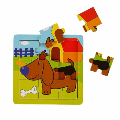 S00002907 WOODEN PUZZLE ANIMALS 9 PCS 3 AST
