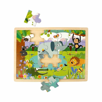 S01002909 WOODEN PUZZLE VEHICLES ANMALS 5 PCS 2 AST