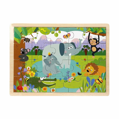 S01002909 WOODEN PUZZLE VEHICLES ANMALS 5 PCS 2 AST