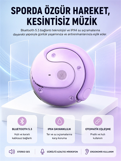 S05 Kablosuz Kulaklık Bluetooth 5.3 IPX4 Su Geçirmez Stereo Ses Otomatik Bağlantı Yeni Nesil