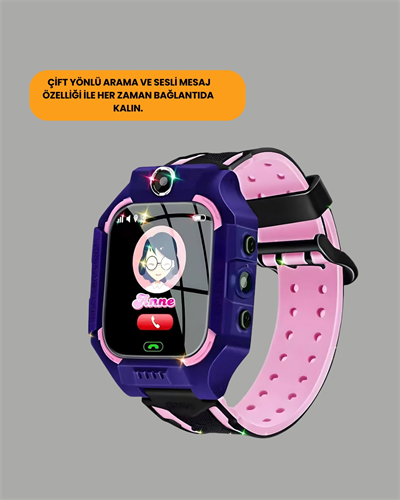 S10 Akıllı Çocuk Saati Mor Model Çift Yönlü Konuşma ve SOS Fonksiyonu