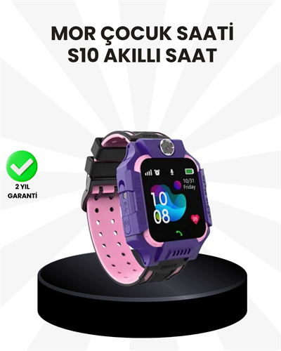 S10 Akıllı Çocuk Saati Mor Model Çift Yönlü Konuşma ve SOS Fonksiyonu