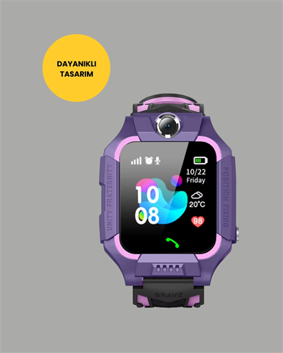 S10 Akıllı Çocuk Saati Mor Tasarım Adımsayar ve Alarm Fonksiyonlu