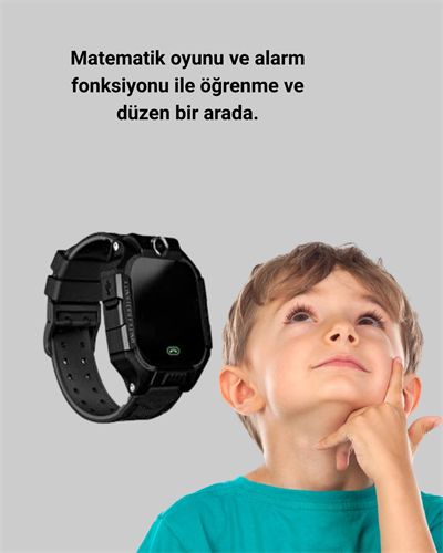 S10 Akıllı Çocuk Saati Siyah Model Çift Yönlü Konuşma ve SOS