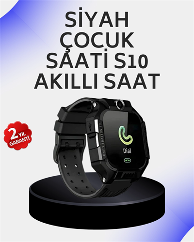 S10 Akıllı Çocuk Saati Siyah Tasarım Adımsayar ve Alarm Fonksiyonu