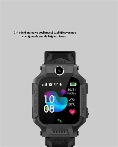 S10 Akıllı Çocuk Saati Siyah Tasarım Adımsayar ve Alarm Fonksiyonu