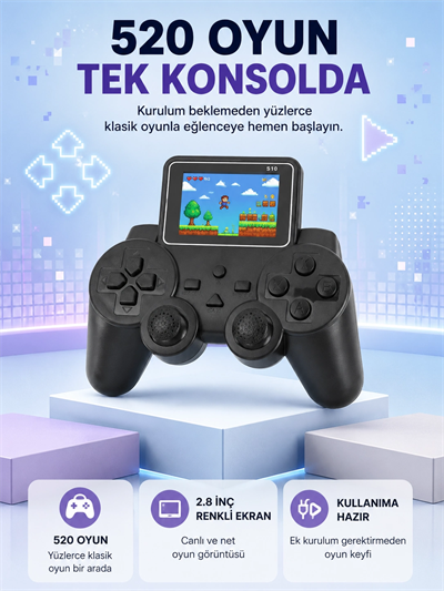 S10 Retro Oyun Konsolu Taşınabilir 2.8 İnç Ekran Ergonomik Nostalji Yeni Nesil