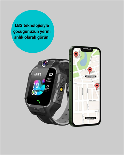 S10 Siyah Akıllı Çocuk Saati Konum Takip ve Güvenlik Özellikli