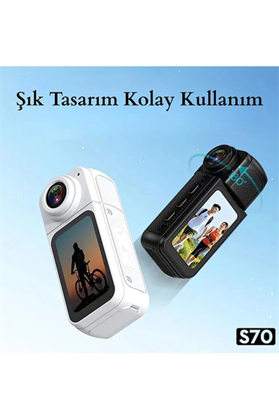 S70 Mıknatıslı Yaka Kamerası Hd Kalite, 30 Fps, Kolay Bağlantı, Boyun Askısı 2.7k Siyah