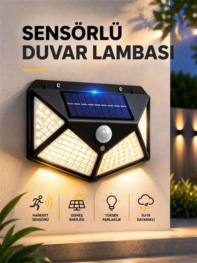 SENSÖRLÜ GÜNEŞ ENERJİLİ DUVAR LAMBASI