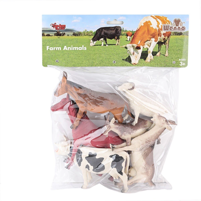 SH-9001-Vardem Poşetli 6Pcs 8 İnch  Çiftlik Hayvan ve Dinozor Set