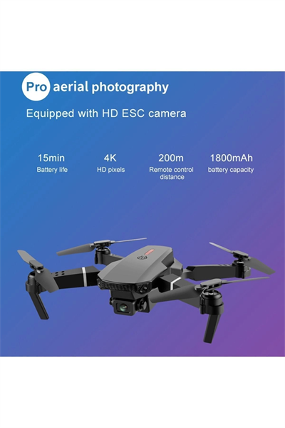 SH Kaydı Gerektirmeyen Drone - Renk: Siyah, Kamera Özelliği: 240P, Uçuş Mesafesi: 0-100M
