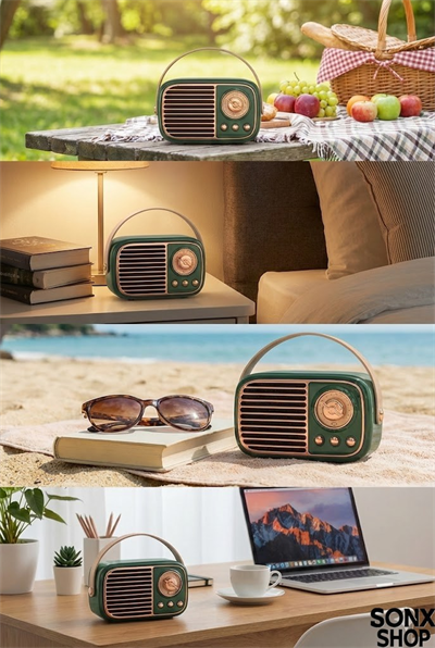 SONX Nostaljik Retro Bluetooth  - FM Radyo, USB ve Bluetooth Kablosuz Hoparlör
