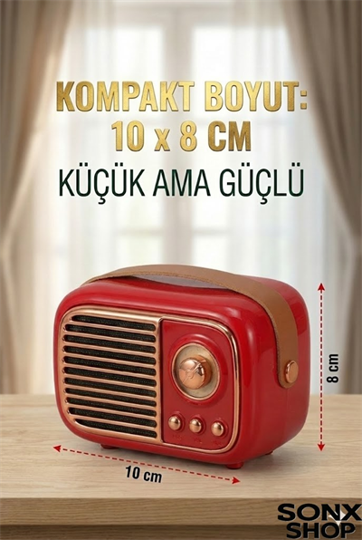 SONX Nostaljik Retro Bluetooth  - FM Radyo, USB ve Bluetooth Kablosuz Hoparlör