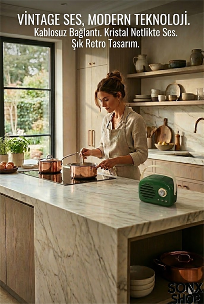 SONX Nostaljik Retro Bluetooth  - FM Radyo, USB ve Bluetooth Kablosuz Hoparlör