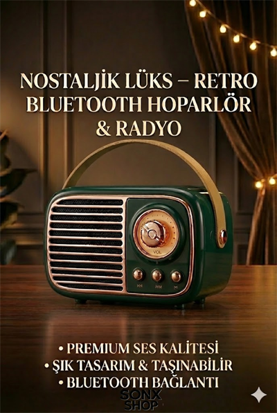SONX Nostaljik Retro Bluetooth  - FM Radyo, USB ve Bluetooth Kablosuz Hoparlör
